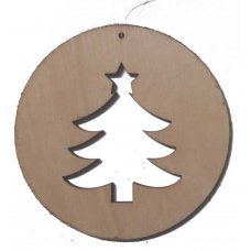 Χριστουγεννιάτικο Ξύλινο Κρεμαστό με Δεντράκι (8cm)